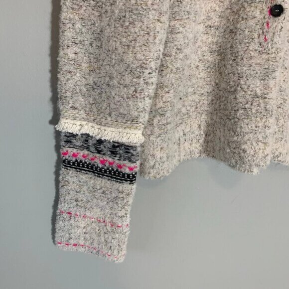 Free People alpaca wool blend long sleeve half button color pop sweater - Picture 2 of 10